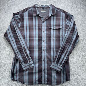 COLUMBIA Shirt Mens Large Blue Purple Plaid Omni-Wick Adv. Evaporation Vented